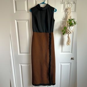 Vintage black & brown fringe dress